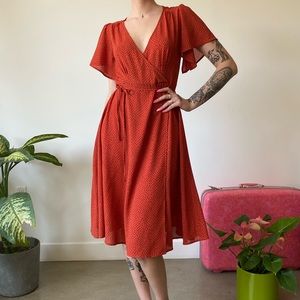 Lucy Paris Polka Dot Wrap Midi Dress